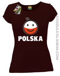 POLSKA Emotik dwukolorowy -koszulka damska brązowa