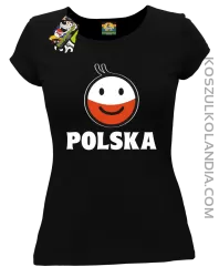 POLSKA Emotik dwukolorowy -koszulka damska czarna