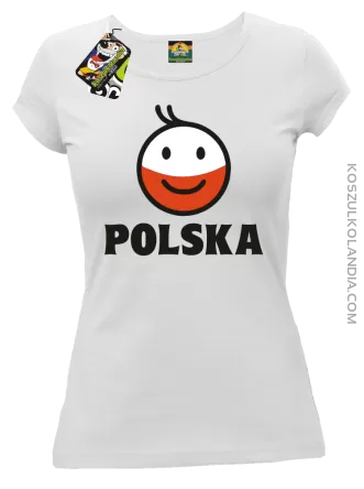 POLSKA Emotik dwukolorowy -koszulka damska biała