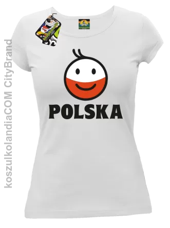 POLSKA Emotik dwukolorowy -koszulka damska biała