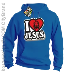 I love Jesus StickStyle - Bluza z kapturem - Niebieski