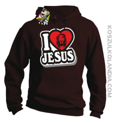 I love Jesus StickStyle - Bluza z kapturem - Brązowy