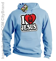 I love Jesus StickStyle - Bluza z kapturem - Błękitny