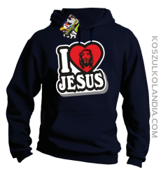 I love Jesus StickStyle - Bluza z kapturem - Granatowy