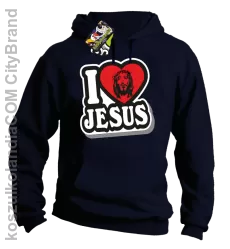 I love Jesus StickStyle - Bluza z kapturem - Granatowy