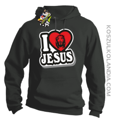 I love Jesus StickStyle - Bluza z kapturem - Szary