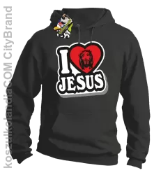 I love Jesus StickStyle - Bluza z kapturem - Szary