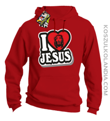 I love Jesus StickStyle - Bluza z kapturem - Czerwony