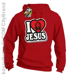 I love Jesus StickStyle - Bluza z kapturem - Czerwony