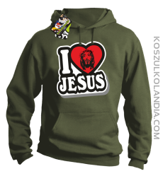 I love Jesus StickStyle - Bluza z kapturem - Khaki
