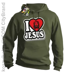 I love Jesus StickStyle - Bluza z kapturem - Khaki