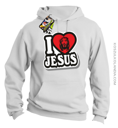 I love Jesus StickStyle - Bluza z kapturem - Biały