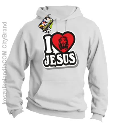 I love Jesus StickStyle - Bluza z kapturem - Biały