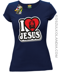 I love Jesus StickStyle - Koszulka Damska - Granatowy