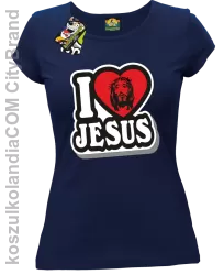 I love Jesus StickStyle - Koszulka Damska - Granatowy