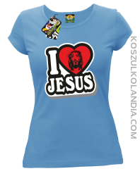 I love Jesus StickStyle - Koszulka Damska - Błękitny