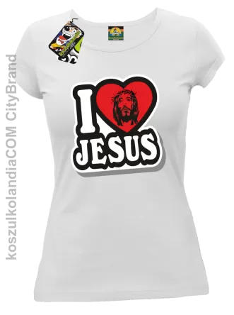 I love Jesus StickStyle - Koszulka Damska - Biały