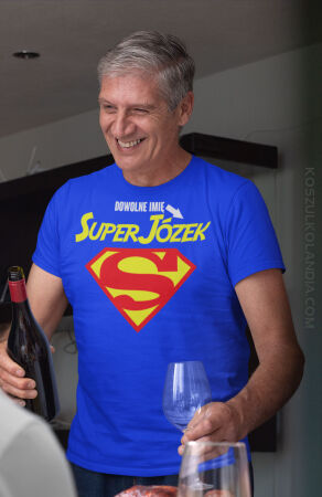 Super + DOWOLNE IMIĘ a`la Supermen - koszulka męska personalizowana