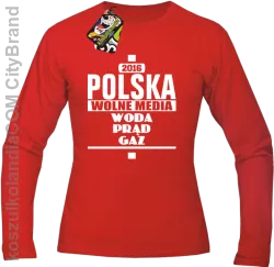 POLSKA WOLNE MEDIA WODA PRĄD GAZ - Longsleeve Męski - Czerwony