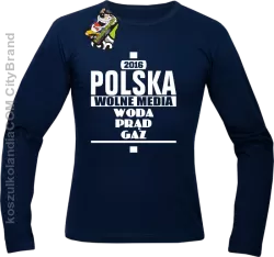 POLSKA WOLNE MEDIA WODA PRĄD GAZ - Longsleeve Męski - Granatowy