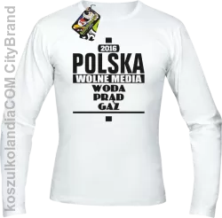 POLSKA WOLNE MEDIA WODA PRĄD GAZ - Longsleeve Męski - Biały