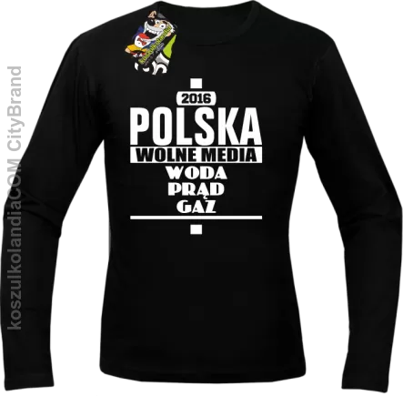 POLSKA WOLNE MEDIA WODA PRĄD GAZ - Longsleeve Męski - Czarny