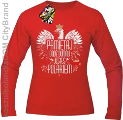 Pamiętaj bądź DUMNY JESTEŚ POLAKIEM - Longsleeve męski czerwony 