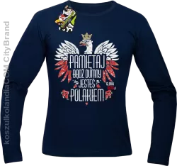 Pamiętaj bądź DUMNY JESTEŚ POLAKIEM - Longsleeve męski granat