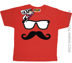 Wąs w okularach - koszulka dziecięca - czerwony