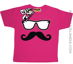 Wąs w okularach - koszulka dziecięca - różowy