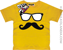 Wąs w okularach - koszulka dziecięca -  żółty