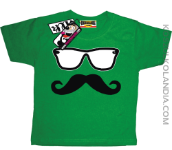 Wąs w okularach - koszulka dziecięca - zielony