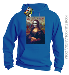 Mona Lisa Hello Jocker - Bluza męska z kapturem niebieska 
