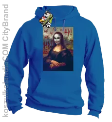 Mona Lisa Hello Jocker - Bluza męska z kapturem niebieska 
