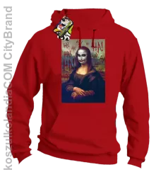 Mona Lisa Hello Jocker - Bluza męska z kapturem czerwona 