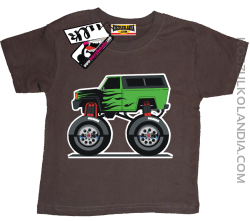 Monster Green Car - koszulka dziecięca - brązowy