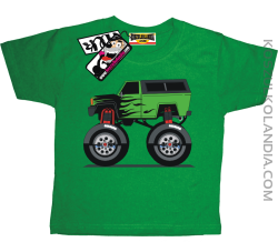 Monster Green Car - koszulka dziecięca - zielony