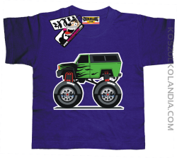 Monster Green Car - koszulka dziecięca - fioletowy