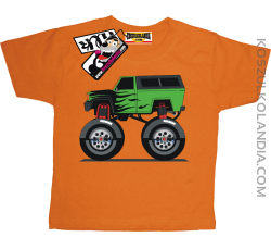 Monster Green Car - koszulka dziecięca - pomarańczowy