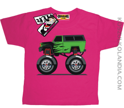 Monster Green Car - koszulka dziecięca - różowy