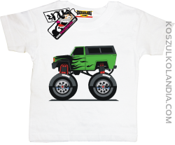Monster Green Car - koszulka dziecięca - biały