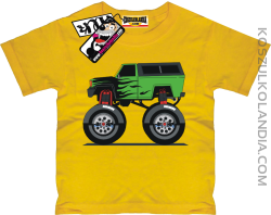 Monster Green Car - koszulka dziecięca - żółty