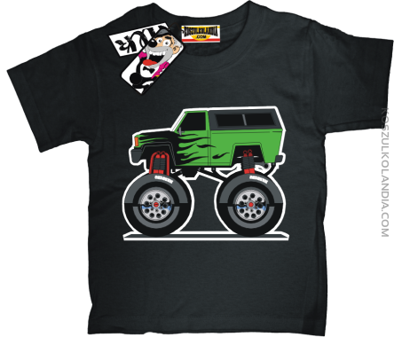 Monster Green Car - koszulka dziecięca - czarny