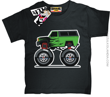 Monster Green Car - koszulka dziecięca