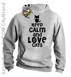 Keep calm and Love Cats Czarny Kot Filuś - Bluza męska z kapturem melanż 