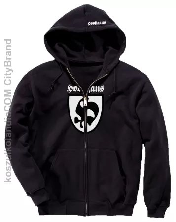 Hooligans Black White BIG Logo - bluza męska kangurek na zamek - PROMOCJA