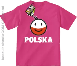 POLSKA emotikon dwukolorowy-koszulka dziecięca fuchsia