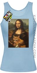Mona Lisa z kotem - Top damski błękit 