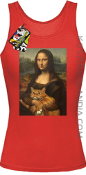 Mona Lisa z kotem - Top damski czerwony 