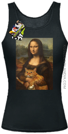 Mona Lisa z kotem - Top damski czarny 